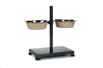 Standaard A la Carte met 2 creme 25 cm hondenvoerbakkenbakken Standaard A la Carte met 2 creme 25 cm hondenvoerbakkenbakken