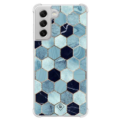 Samsung Galaxy S21 FE shockproof hoesje - Blue cubes