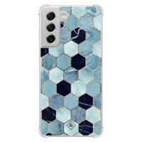 Samsung Galaxy S21 FE shockproof hoesje - Blue cubes - thumbnail