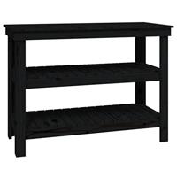 VidaXL Werkbank 110,5x50x80 cm massief grenenhout zwart - thumbnail