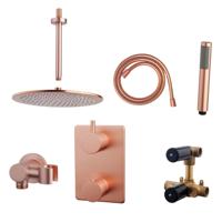 Thermostatisch Inbouwdoucheset BWS Plafonduitloop Rond 30 cm Geborsteld Koper - thumbnail