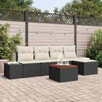 Tuinbankenset met kussen 6 pcs Zwart poly rattan - thumbnail