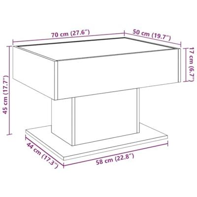 Salontafel met LED 70x50x45 cm bewerkt hout sonoma eikenkleurig