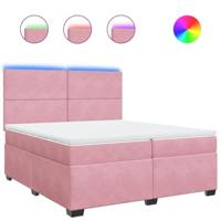 Boxspring met matras fluweel roze 200x200 cm - thumbnail