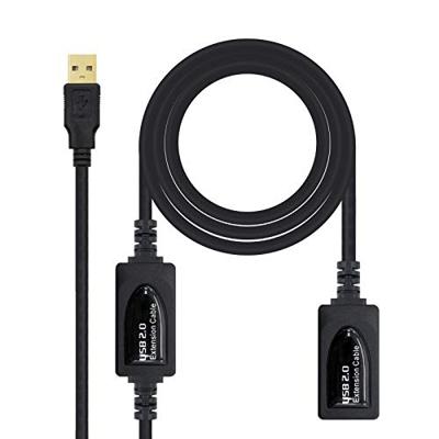 Nanocable 10.01.0212 - USB 2.0 verlengkabel met versterker, type A/M-A/H, mannelijk vrouwelijk, zwart, 10.0 mts