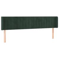 Hoofdbord met randen 163x16x78/88 cm fluweel donkergroen - thumbnail