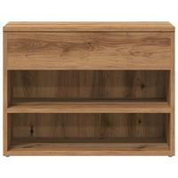 Schoenenbankje 60x30x45 cm bewerkt hout artisanaal eikenkleur - thumbnail