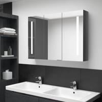Badkamerkast met spiegel en LED 89x14x62 cm glanzend grijs - thumbnail