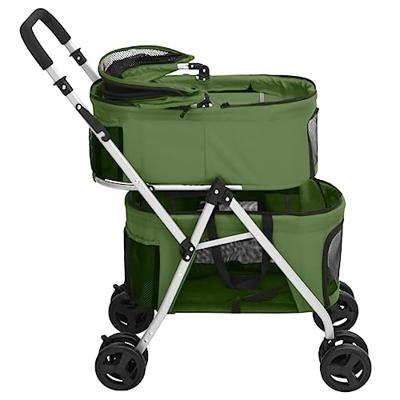 VidaXL Hondenwagen 2-laags inklapbaar 83x48x97 cm oxford stof groen