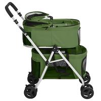 VidaXL Hondenwagen 2-laags inklapbaar 83x48x97 cm oxford stof groen - thumbnail