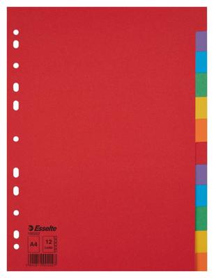 Tabbladen esselte economy a4 12dlg karton 11r ass | 10 stuks
