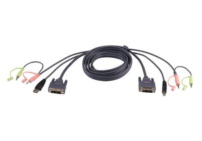 2L-7D03U - Video/USB/audiokabel - USB, stereo ministekker, DVI-I (M) naar stereo ministekker, USB type B, DVI-I (M) - 3 m