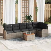 Tuinbankenset met opslag 7 pcs Grijs poly rattan - thumbnail
