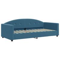 Slaapbank met onderschuifbed en lades 90x200 cm fluweel blauw - thumbnail