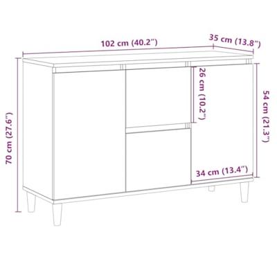 Dressoir 102x35x70 cm bewerkt hout oud houtkleurig