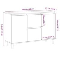 Dressoir 102x35x70 cm bewerkt hout oud houtkleurig - thumbnail