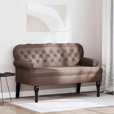 Chesterfield Bank Bruin 119.5 x 64.5 x 75 cm Nep Leer