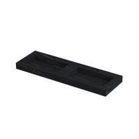 INK Pitch Wastafel Keramische Slab Bak Dubbel met Drain en Front en Side Skirts 2 Kraangaten - 1400x450x90 mm - Lauren Black Mat - thumbnail