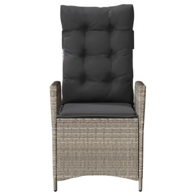 Tuinstoelen 2 st verstelbaar met kussens poly rattan lichtgrijs - thumbnail