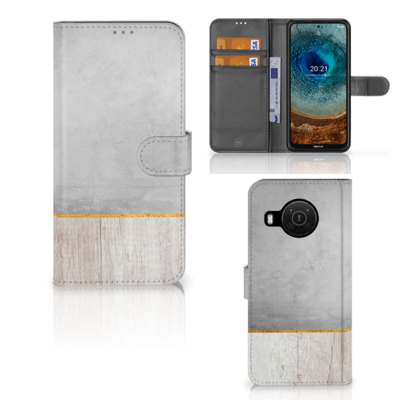 Nokia X10 | Nokia X20 | Book Style Case | Wood Concrete