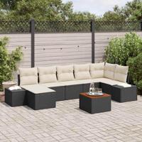 Tuinbankenset met kussen 8 pcs Zwart poly rattan - thumbnail