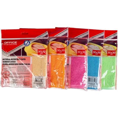 OFFICE products huishouddoekjes, 32 x 50 cm, geassorteerde kleuren, pak van 5 stuks