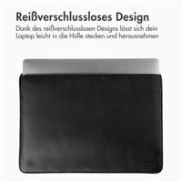 Accezz Leather hoes voor MacBook 16 inch Laptop sleeve Zwart - thumbnail