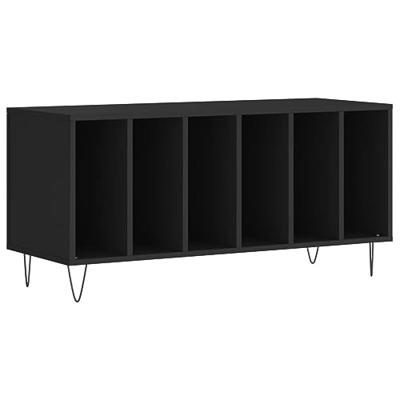Platenkast 100x38x48 cm bewerkt hout zwart - thumbnail