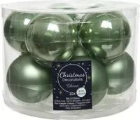 Decoris kerstballen saliegroen glas 6cm 10st - thumbnail