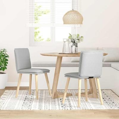 Eetkamerstoelen 2 st stof wolk grijs