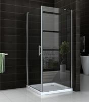 Wiesbaden Uni douchecabine draaideur met zijwand 100x100 cm chroom met helder glas 8mm NANO - thumbnail