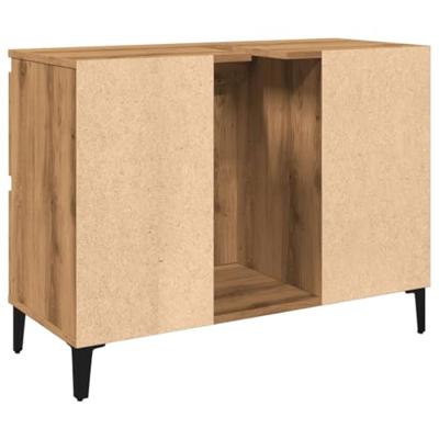 Wastafelkast 80x33x60 cm bewerkt hout artisanaal eikenkleur