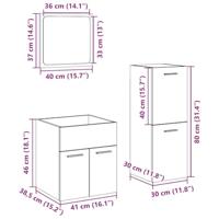 3-delige Badkamermeubelset bewerkt hout betongrijs - thumbnail