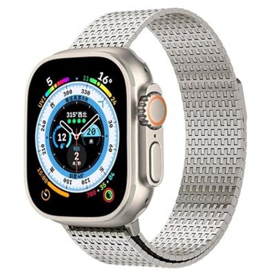 By Qubix - Stainless Steel Loop band - Titanium kleur - Extra strong - Compatible met Apple Watch 38mm / 40mm / 41mm / 42mm - Compatible Apple watch