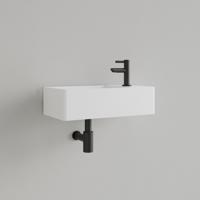 Fontein Gliss Design Freya Solid Marble 40x22x10 cm Met Kraangat Rechts Mat Wit Gliss Design - thumbnail