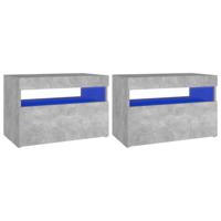Nachtkastjes 2 st met LED-verlichting 60x35x40 cm betongrijs - thumbnail