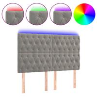 Hoofdbord LED 160x7x118/128 cm fluweel lichtgrijs - thumbnail
