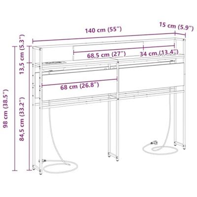 Opberghoofdbord met hoofdeinde met opslag Zwart eiken 140 cm Bewerkt hout Opberghoofdbord met hoofdeinde met opslag Zwart eiken 140 cm Bewerkt hout