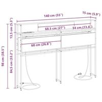 Opberghoofdbord met hoofdeinde met opslag Zwart eiken 140 cm Bewerkt hout - thumbnail
