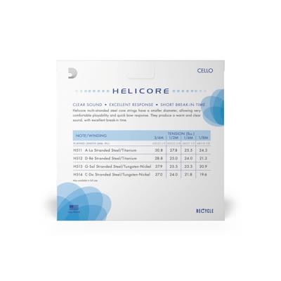 D&apos;Addario H510 1/8M Helicore Cello String Set 1/8 Scale,Medium Tension Cello snarenset - thumbnail