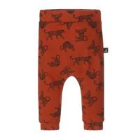 Babystyling baby slim fit broek met dierenprint roest/zwart - thumbnail