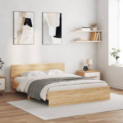 Bedframe met hoofdeinde sonoma eikenkleurig 150x200 cm