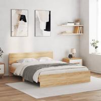 Bedframe met hoofdeinde sonoma eikenkleurig 140x200 cm - thumbnail
