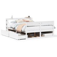 Bedframe zonder matras massief grenenhout wit 140x200 cm - thumbnail