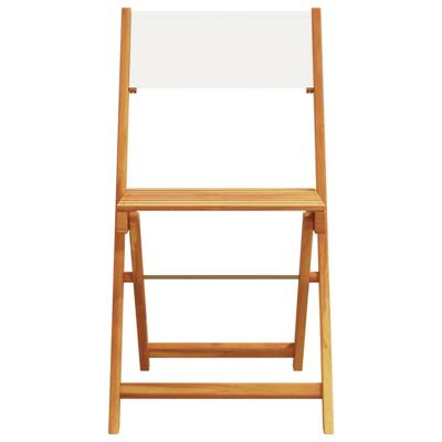 Tuinstoelen 8 st inklapbaar massief hout en stof crèmewit - thumbnail