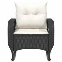 Tuinschommelstoel met kussens poly rattan zwart - thumbnail