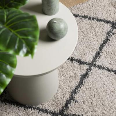 Vloerkleed PAMPLONA shaggy hoogpolig 80x200 cm beige antraciet