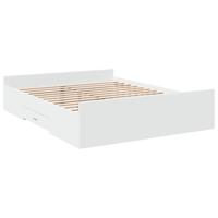 Bedframe met lades bewerkt hout wit 150x200 cm - thumbnail