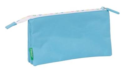 Pennenetui met 3 vakken Benetton Spring Hemelsblauw 22 x 12 x 3 cm