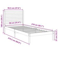 Bedframe extra lang zonder matras massief hout 90x210 cm - thumbnail